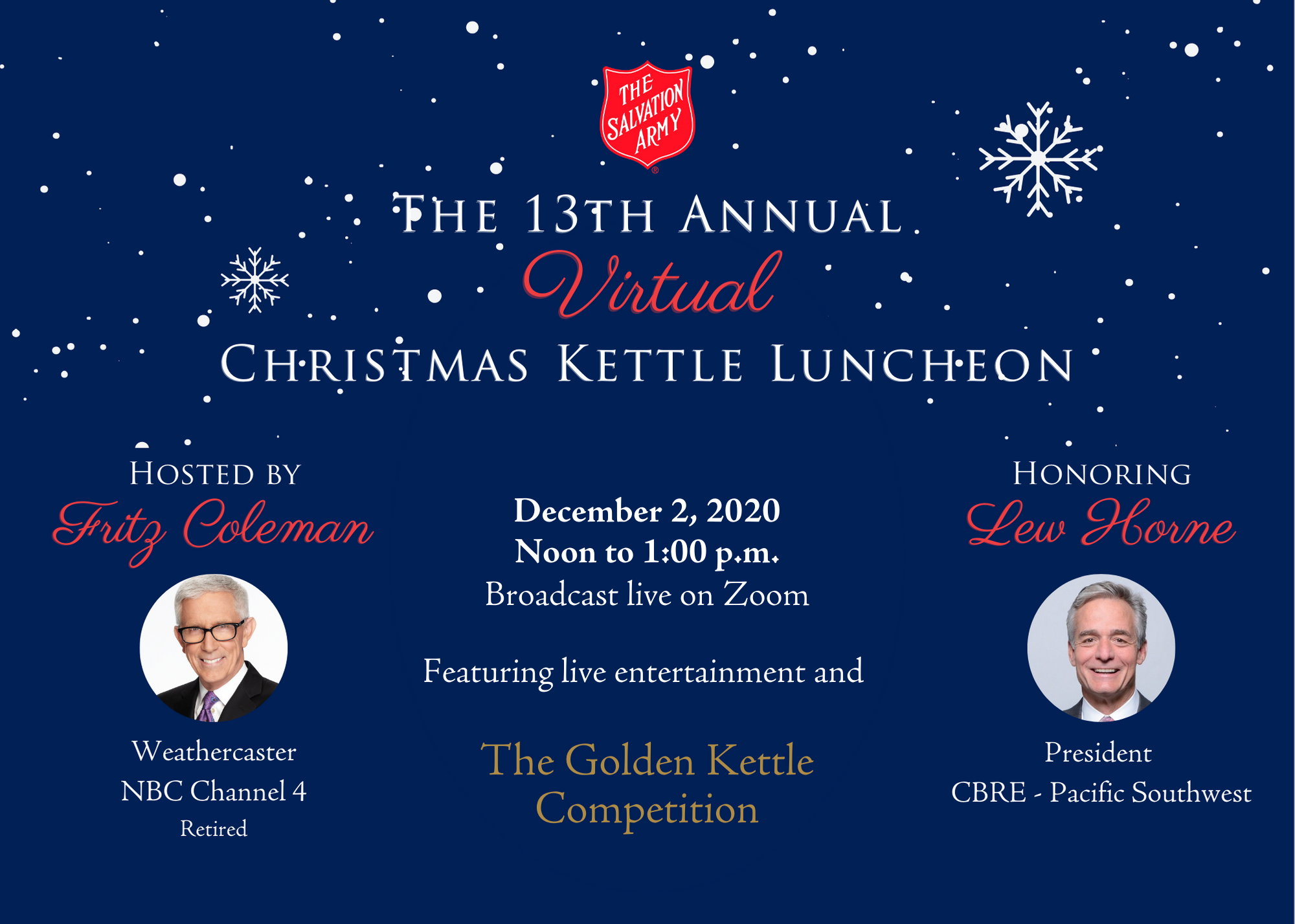 Your Invited! The Salvation Army's 15th Annual Christmas Kettle Luncheon, Los Angeles, lunch