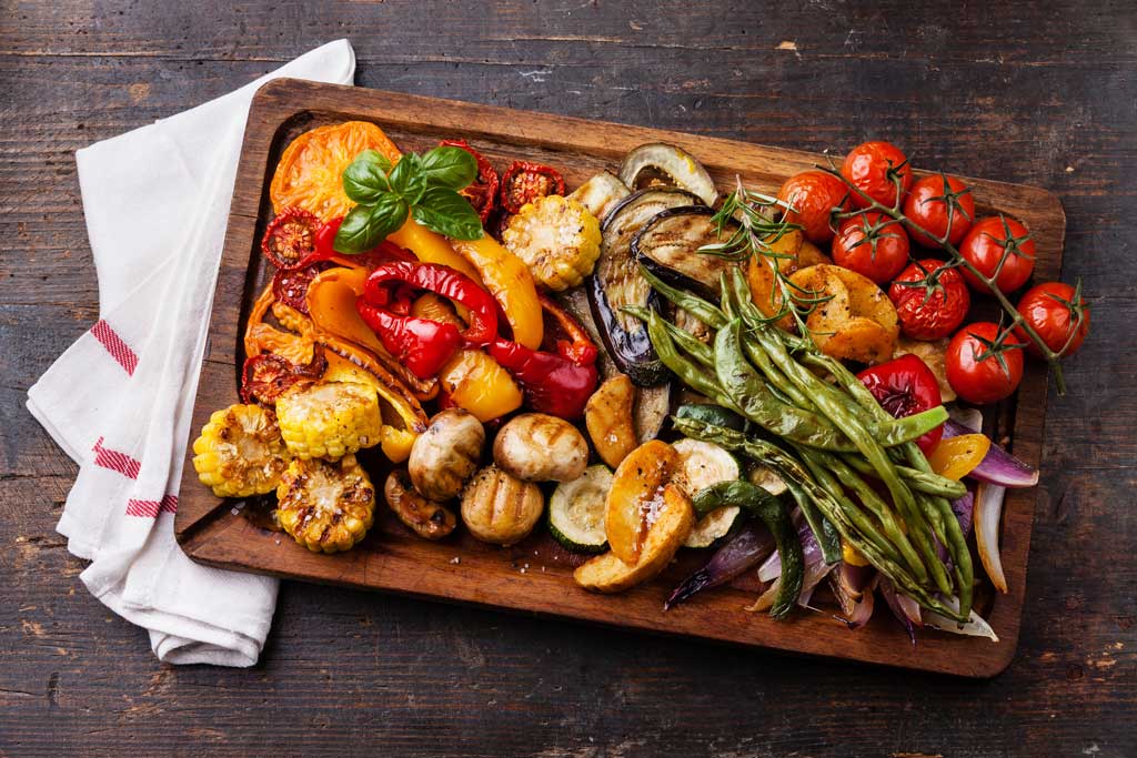 Photo of roasted vegetables on a platter.