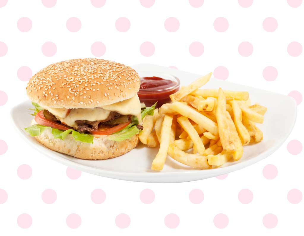 Image of a burger and fries