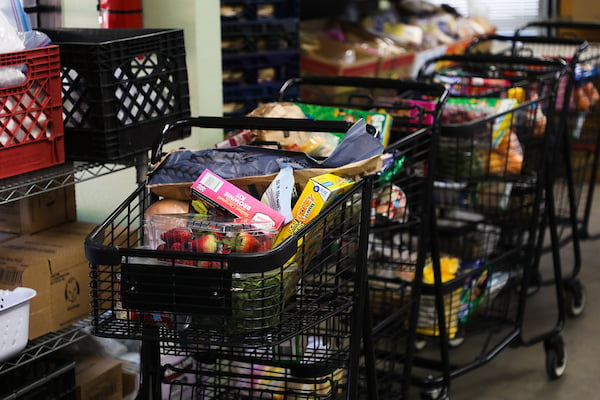 Grocery cart of food