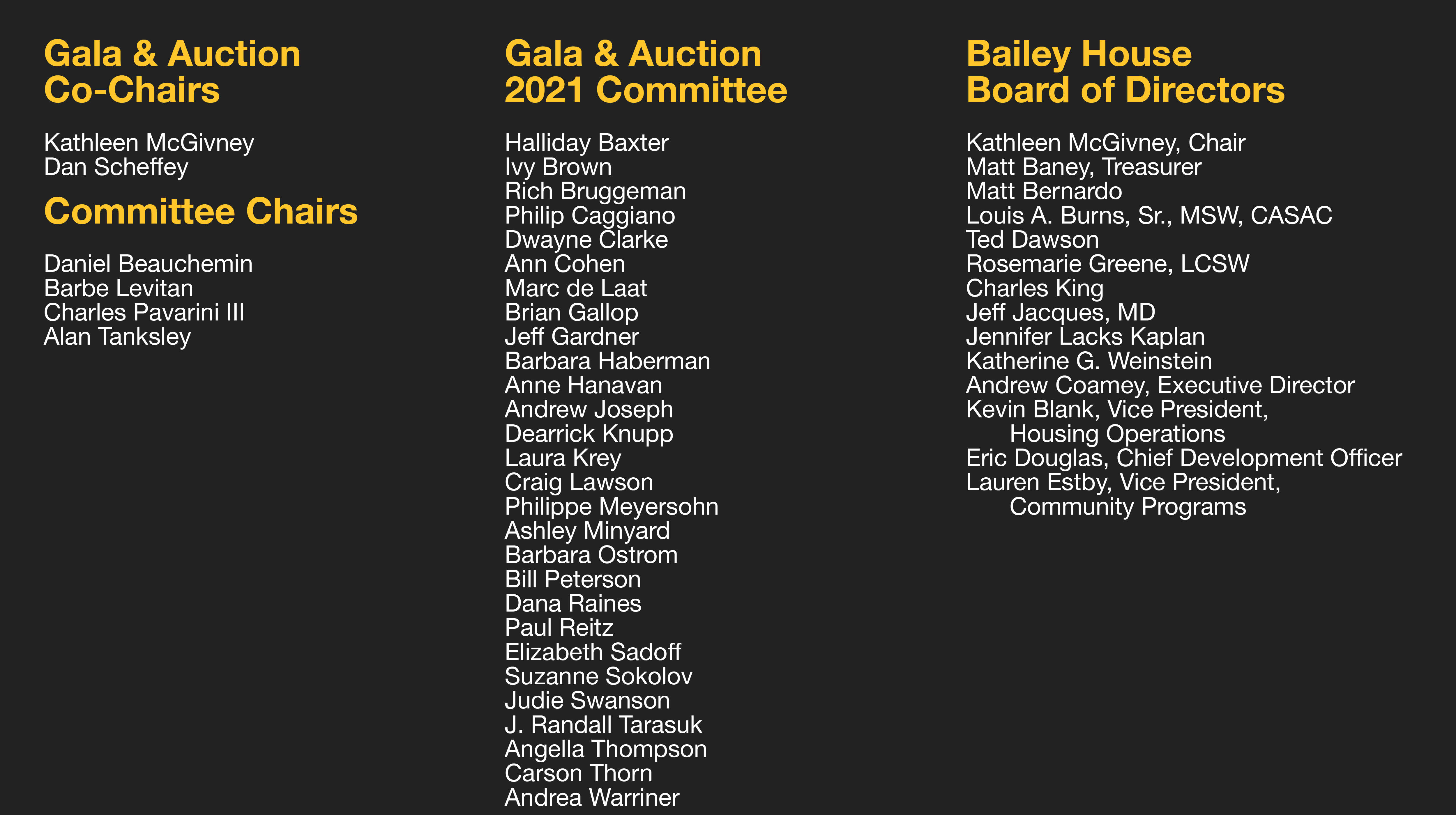 Bailey House Gala Auction 21 Campaign