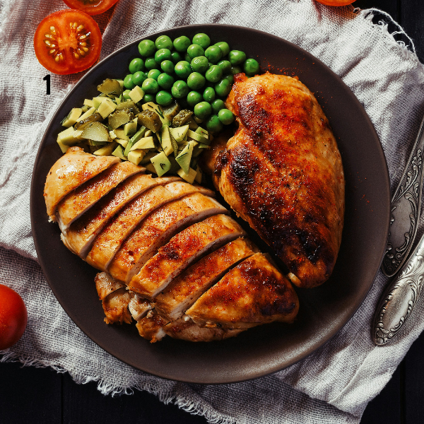 Grilled chicken on a plate.