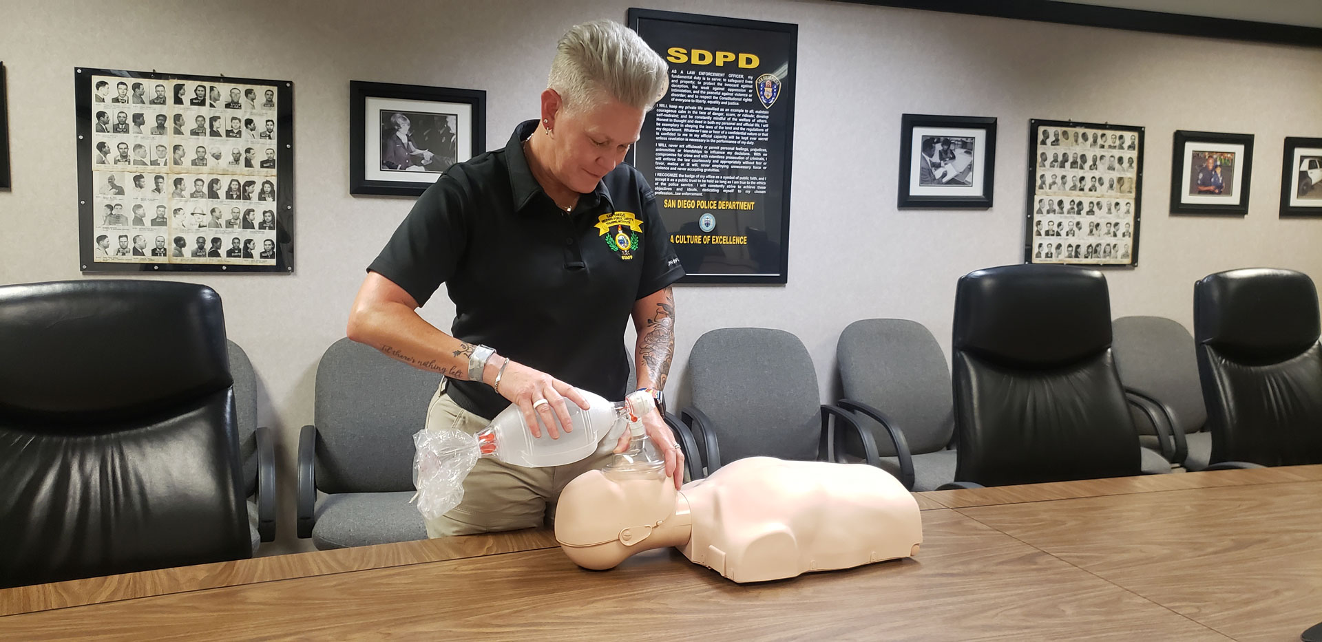 Resuscitator being used by Training Unit 