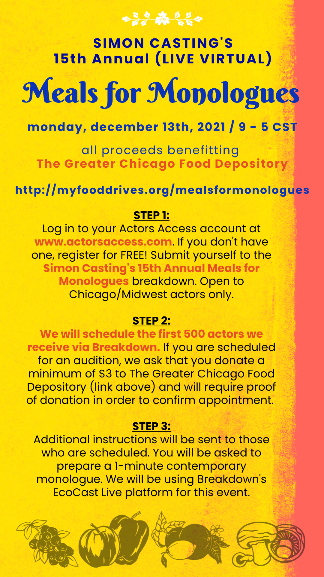 2021 Meals for Monologues - Simon Castings fundraising page for 