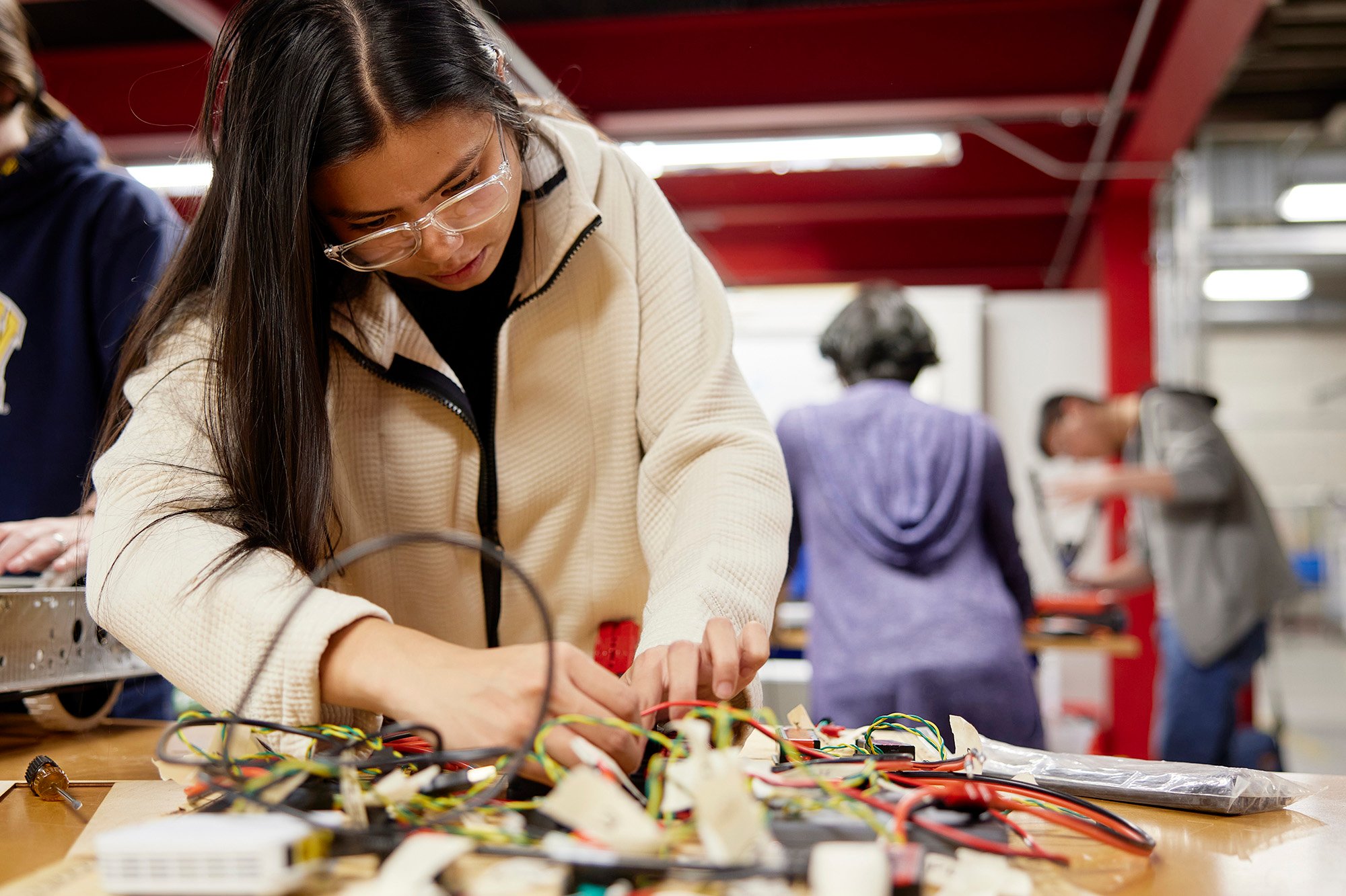 A student working on an electrical project