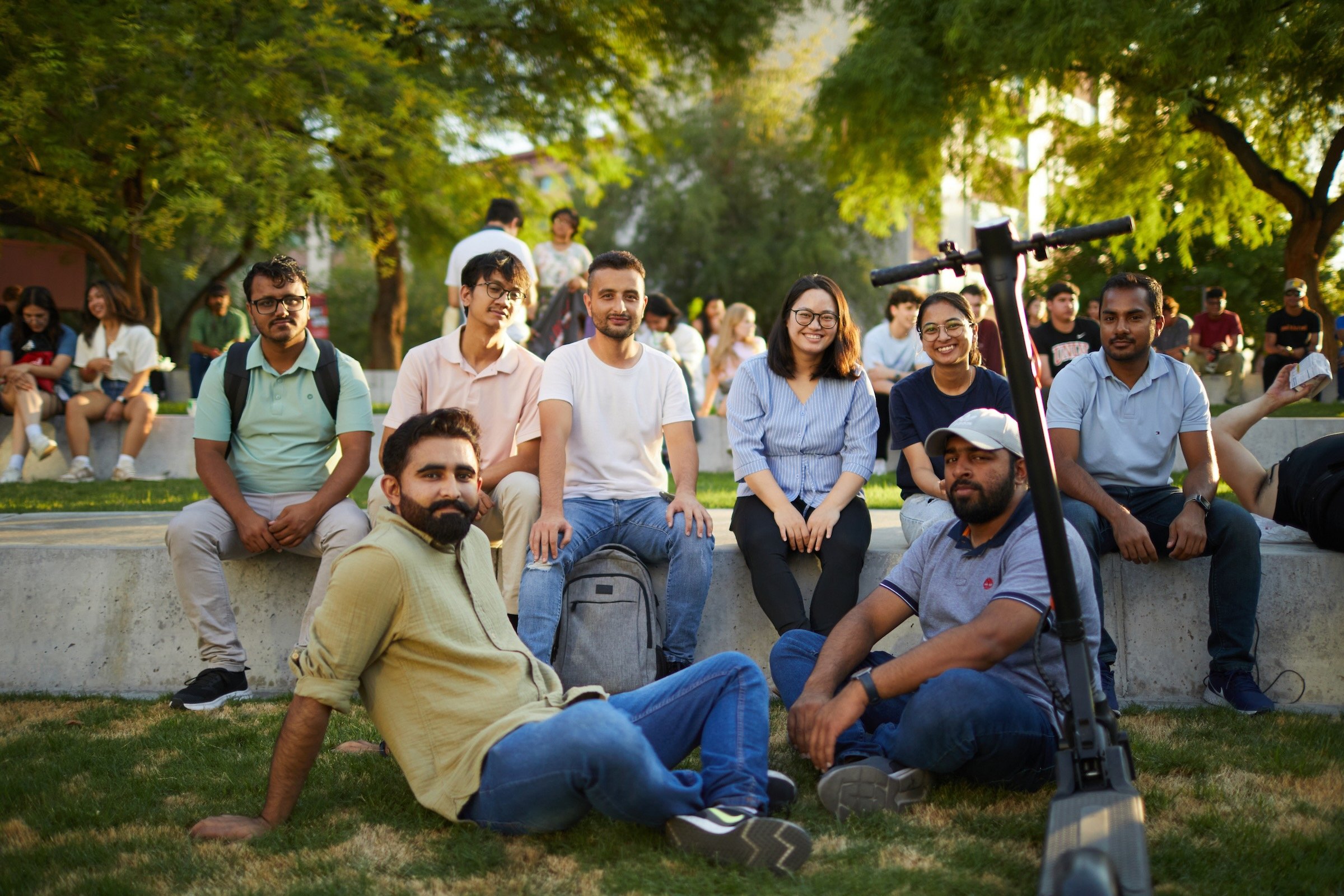 A group of students gathered outside at UNLV
