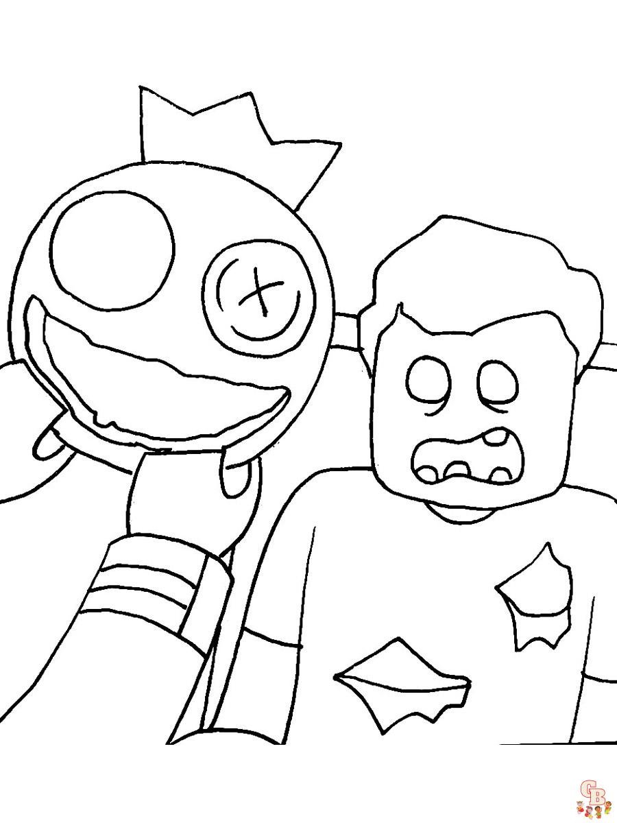 Green Happy Rainbow Friends Roblox Coloring Page in 2023