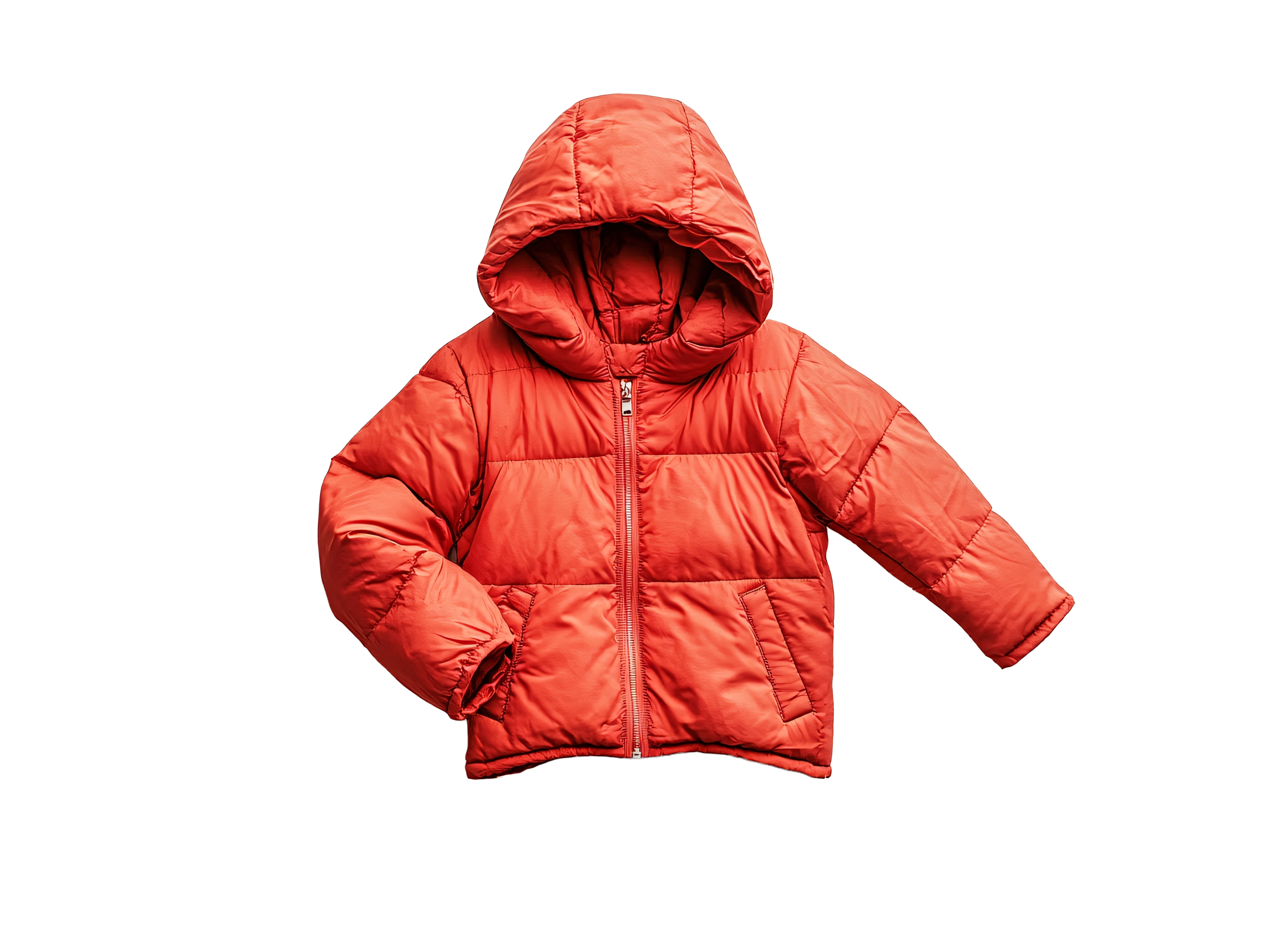 Orange puffer coat