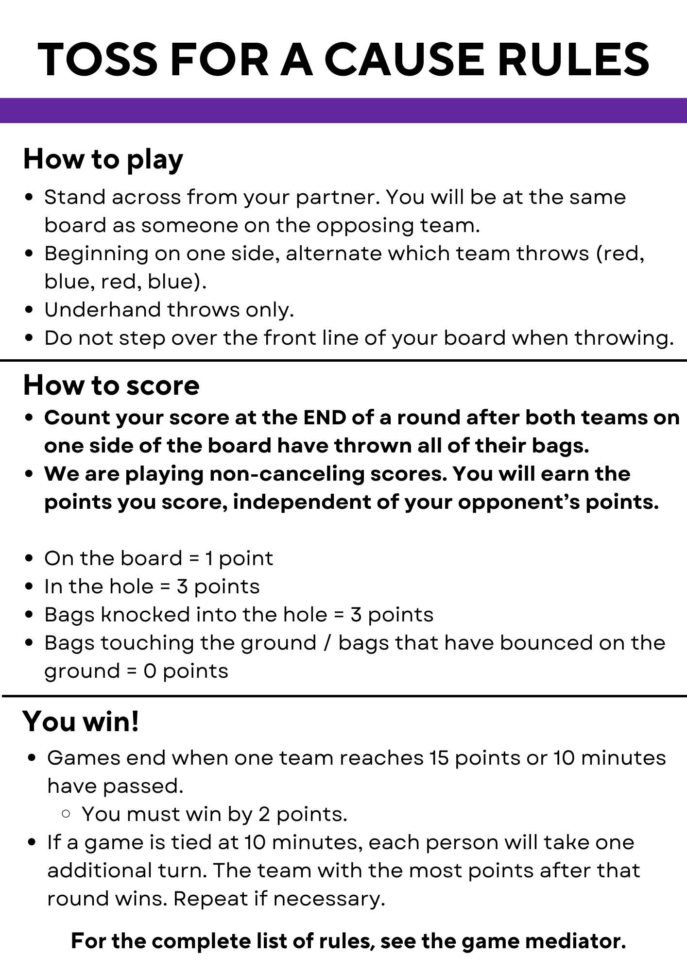 Toss for a Cause Campaign