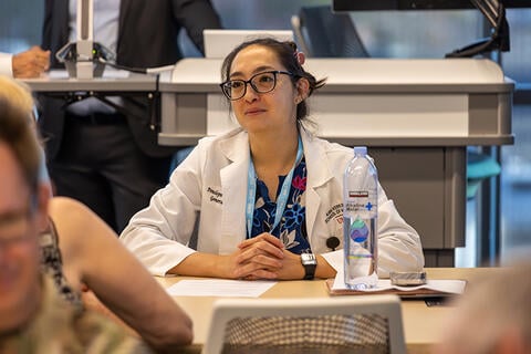 A med student in a lecture