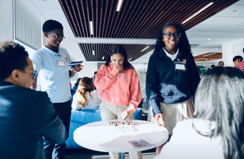 Student at a networking event.