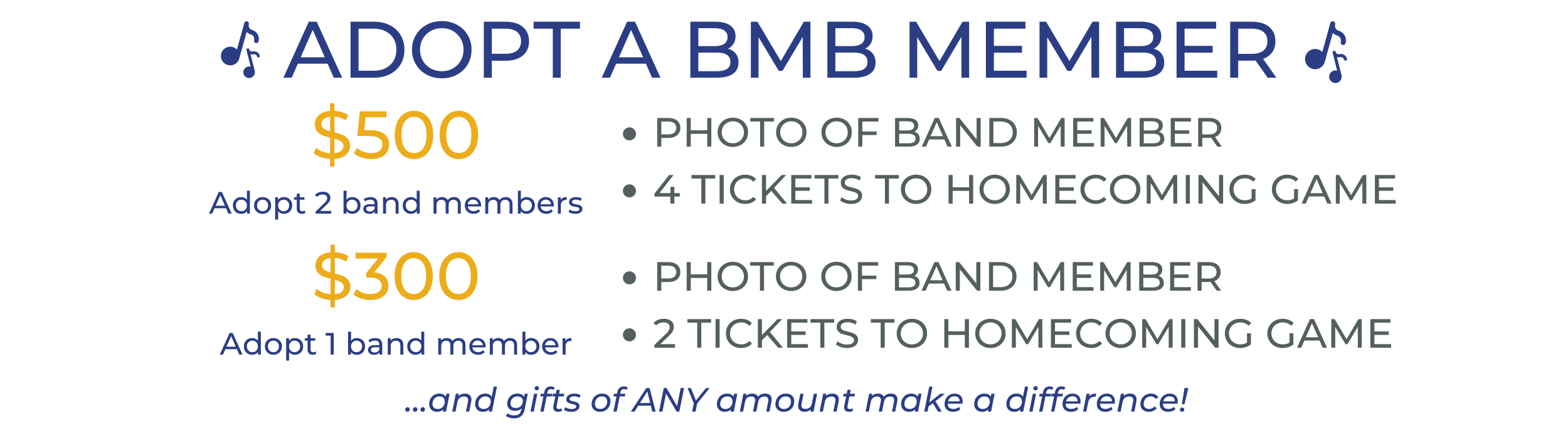 Adopt a Blugold Marching Band Member Campaign