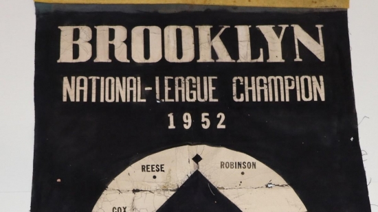 1955 BROOKLYN DODGER & NEW YORK YANKEE ORIGINAL PENNANT – JO Sports Inc.