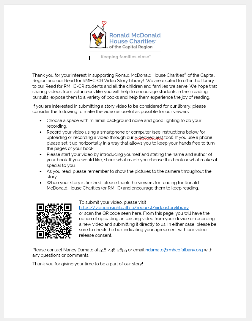 Check out Middleburgh Library Reads for RMHC's team fundraising page