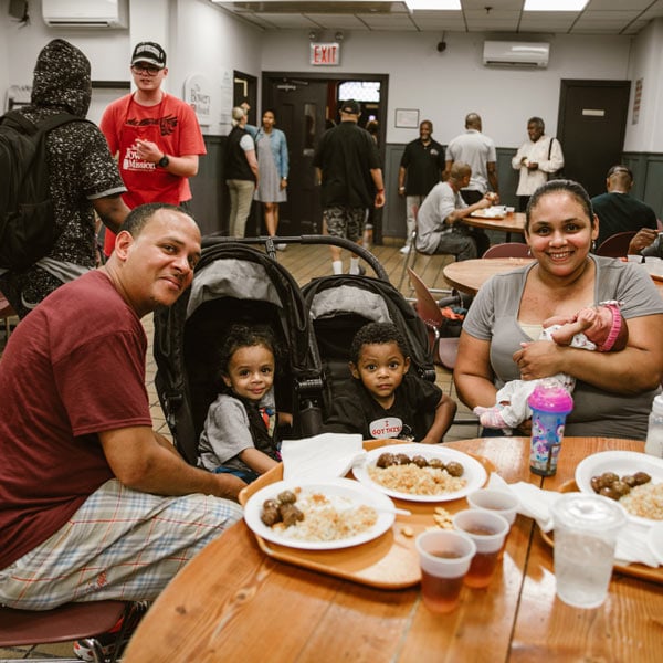 Family enjoying a meal