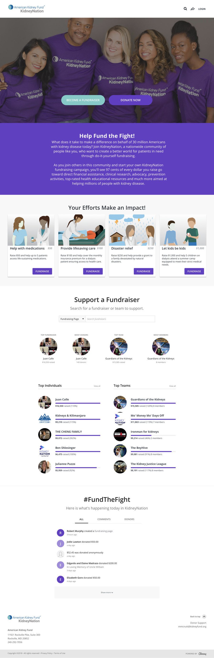 KidneyNation , a Peer-to-Peer campaign on Classy.org