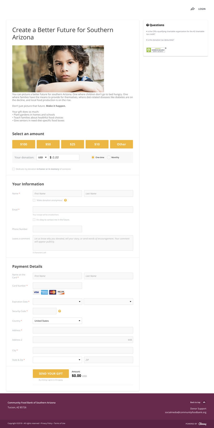 Community Food Bank of Southern Arizona , a Donation campaign on Classy.org