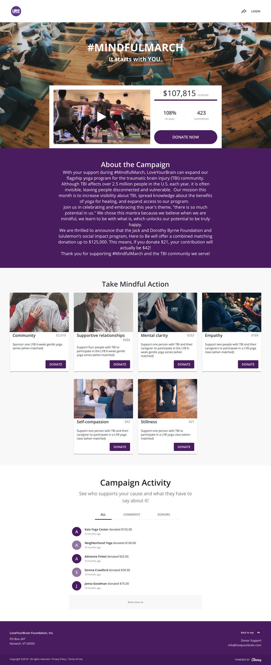 2017 MindfulMarch , a Crowdfunding campaign on Classy.org