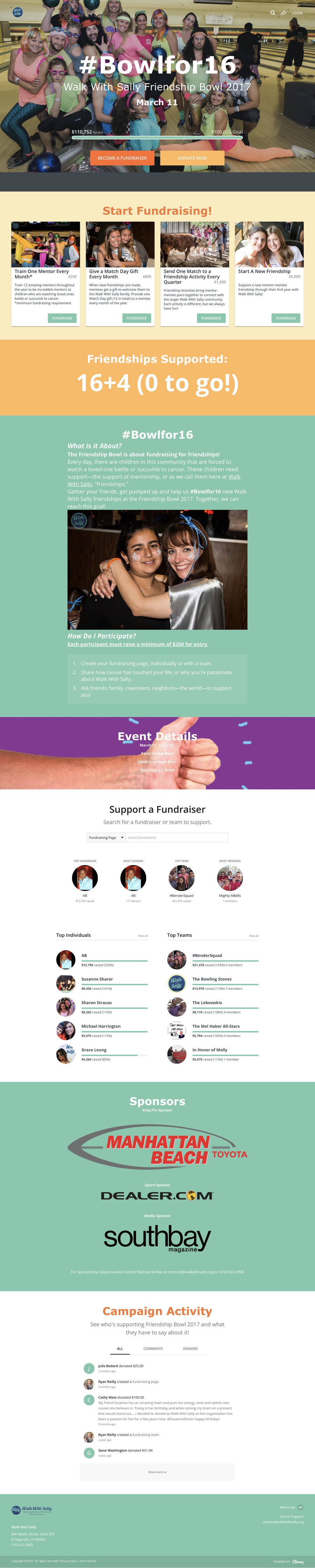 Friendship Bowl 2017 , a Peer-to-Peer campaign on Classy.org