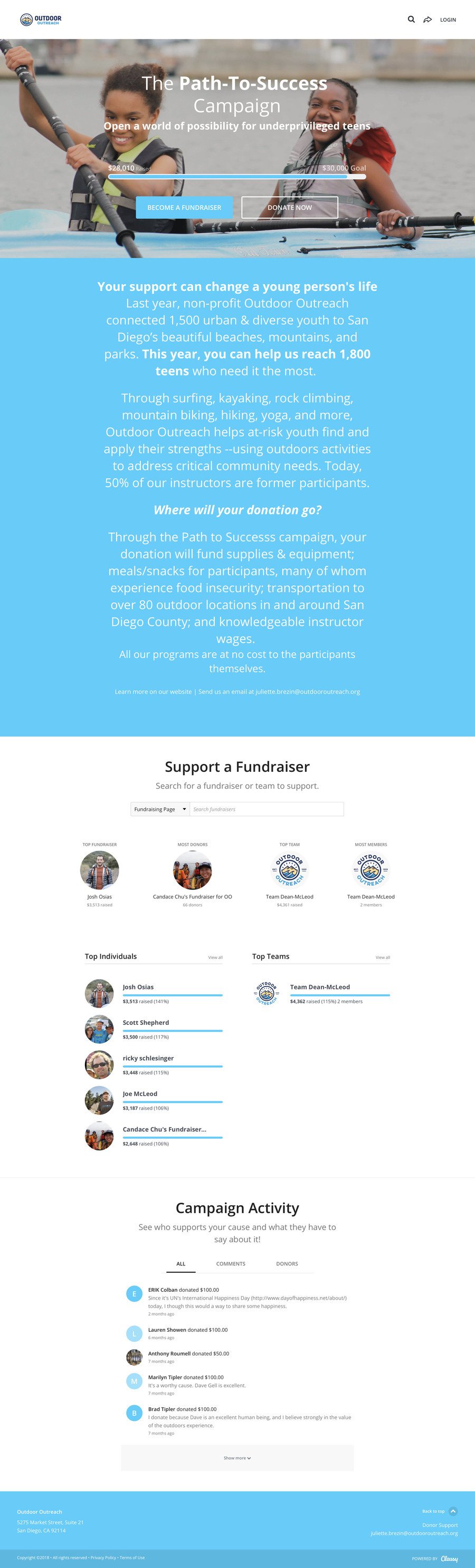 Path to Success , a Peer-to-Peer campaign on Classy.org