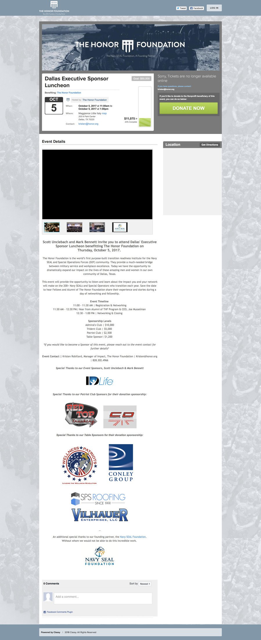 Dallas Executive Sponsor Luncheon , a Ticketed Event campaign on Classy.org