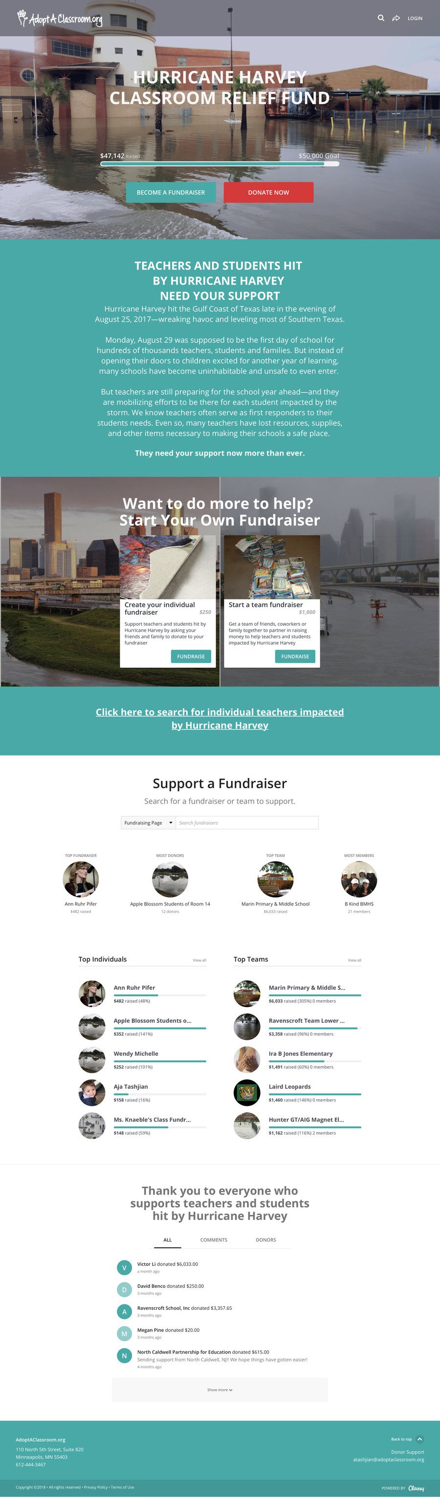 Hurricane Harvey Classroom Relief Fund , a Peer-to-Peer campaign on Classy.org
