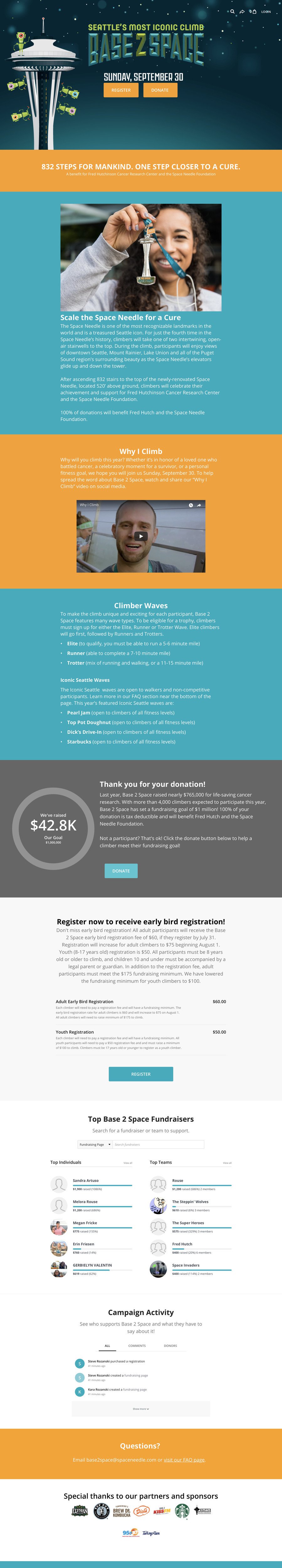 Base 2 Space , a Peer to Peer campaign on Classy.org