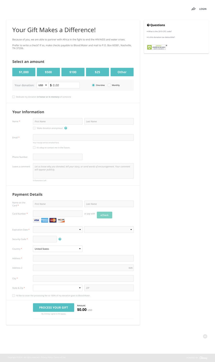 General Website Donations , a Donation campaign on Classy.org