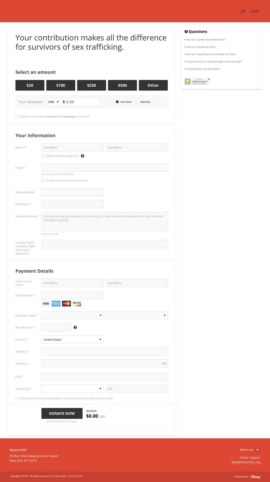 General Donations , a Donation campaign on Classy.org