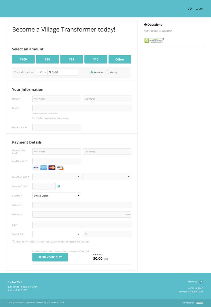 Village Transformer` , a Donation campaign on Classy.org