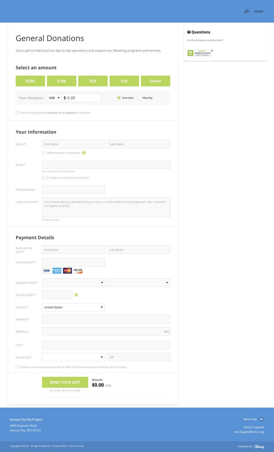 General Donations , a Donation campaign on Classy.org