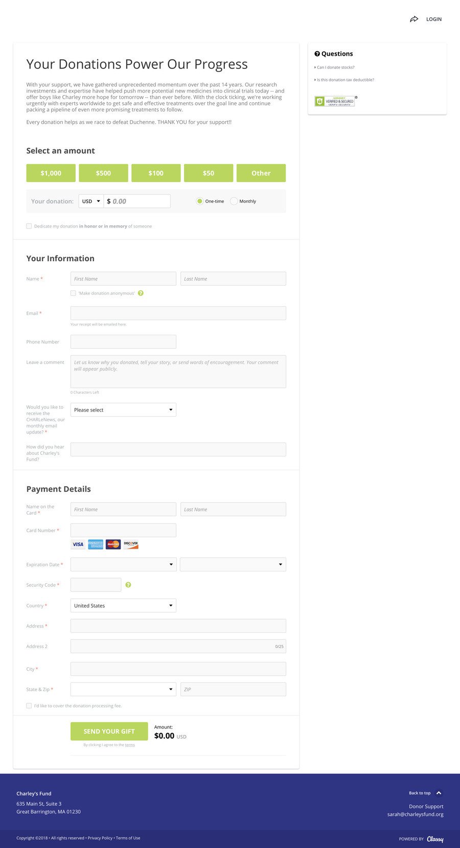 General Donations , a Donation campaign on Classy.org