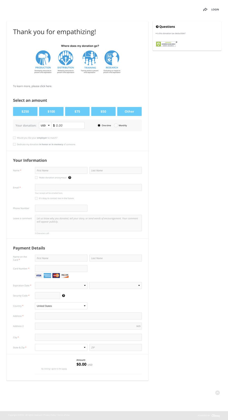 General Donations , a Donation campaign on Classy.org