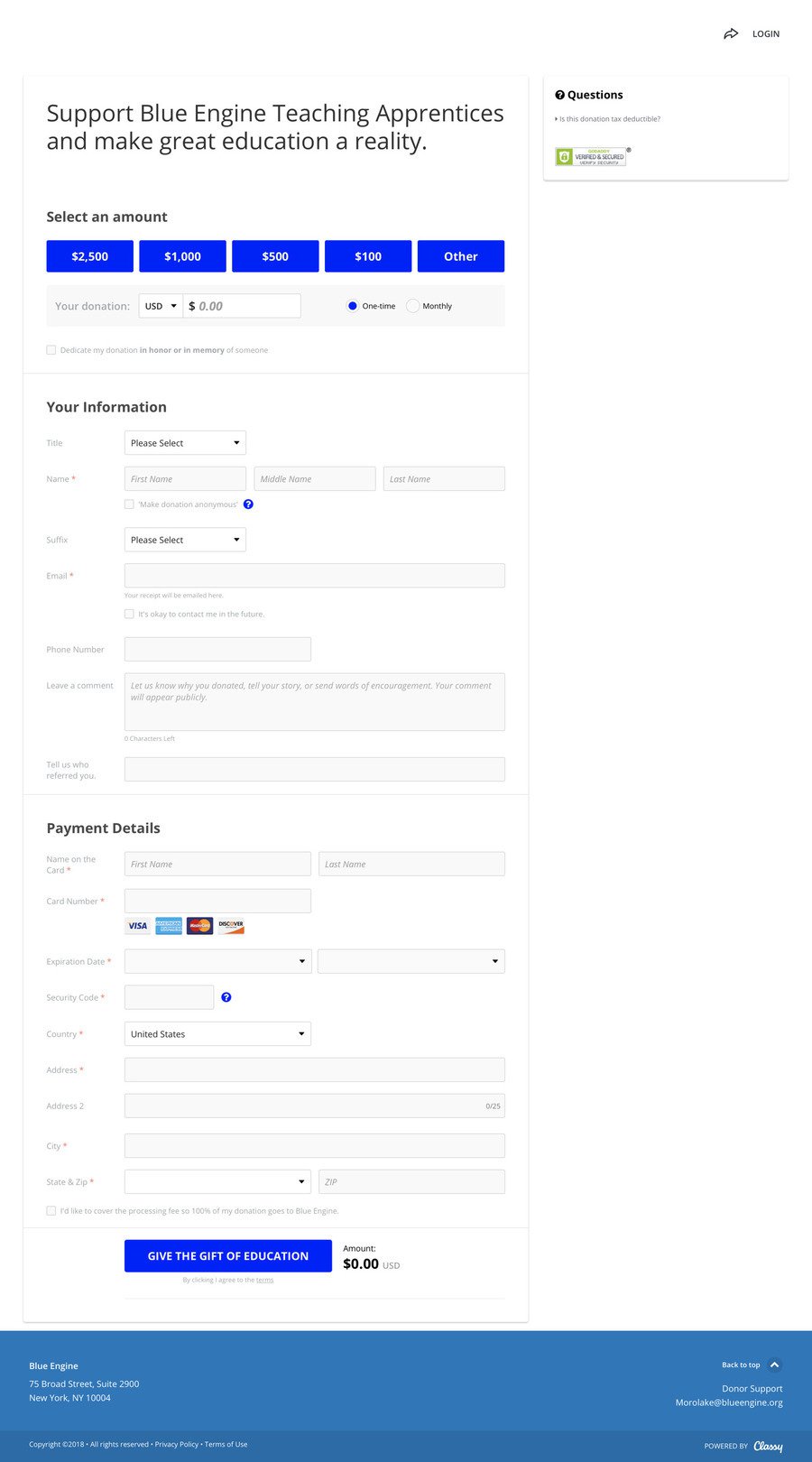 General Website Donations , a Donation campaign on Classy.org
