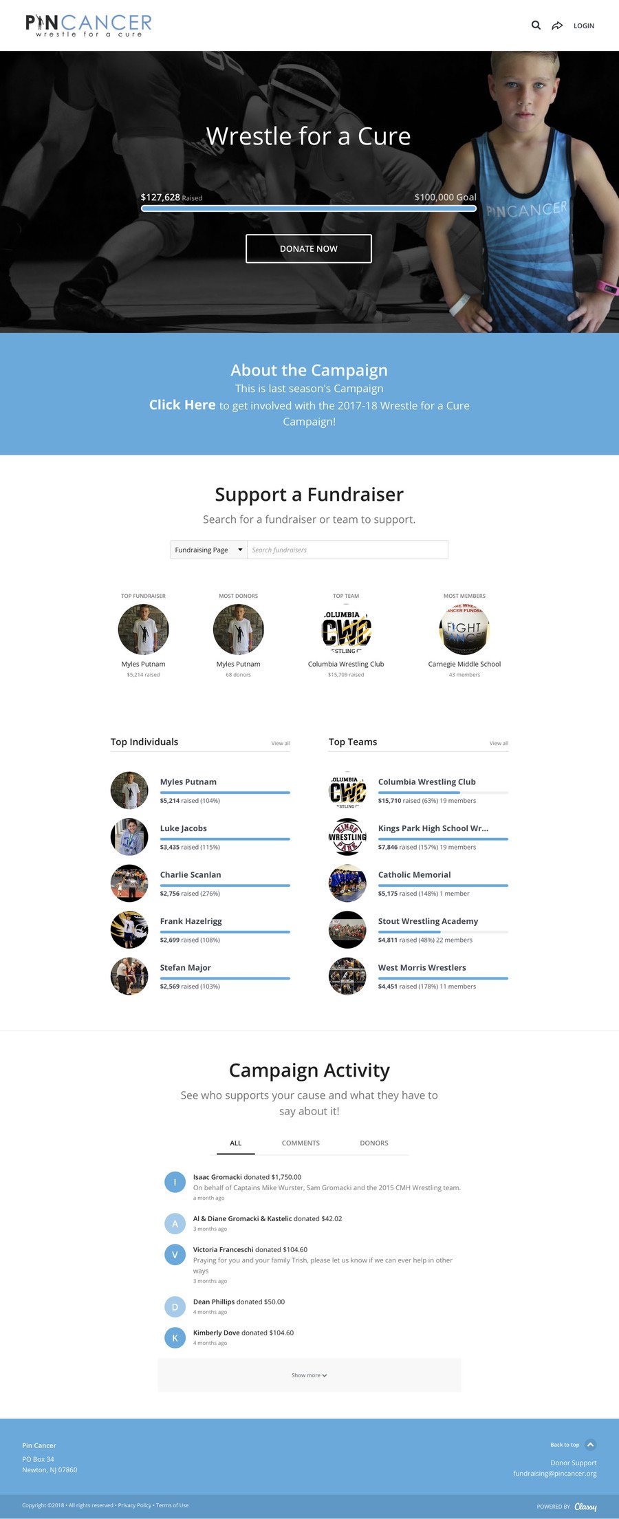 Wrestle for a Cure 2017 , a Peer-to-Peer campaign on Classy.org