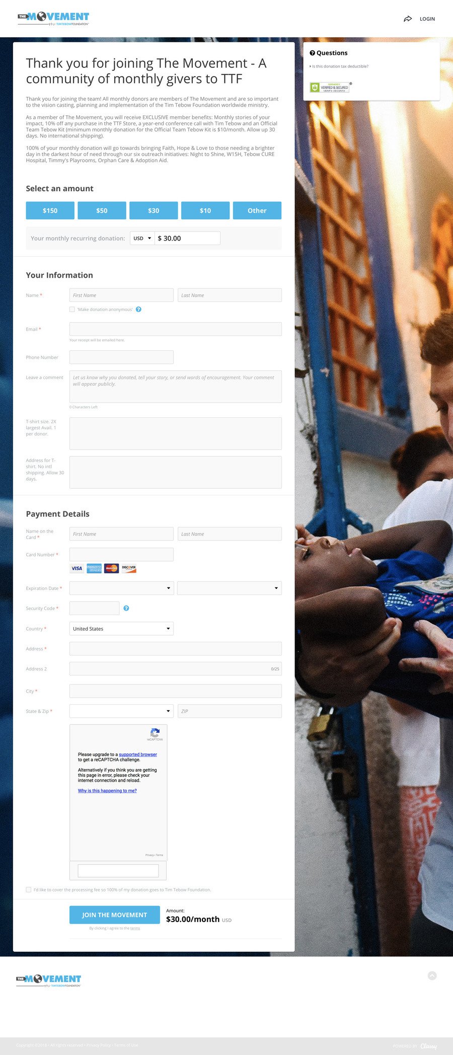 The Movement Monthly Giving Page , a Donation campaign on Classy.org