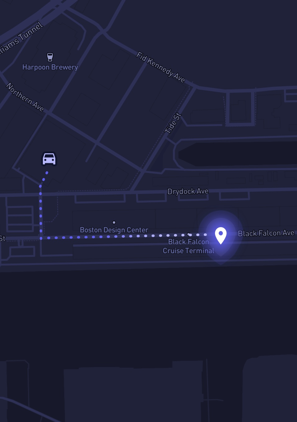 Map of how to get to Warehouse at Flynn Cruiseport Boston
