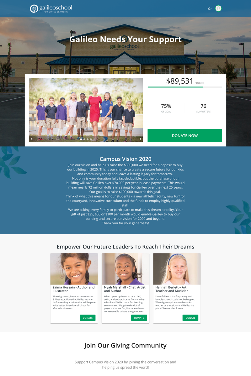 Galileo School’s Campus Vision Campaigncampaign image