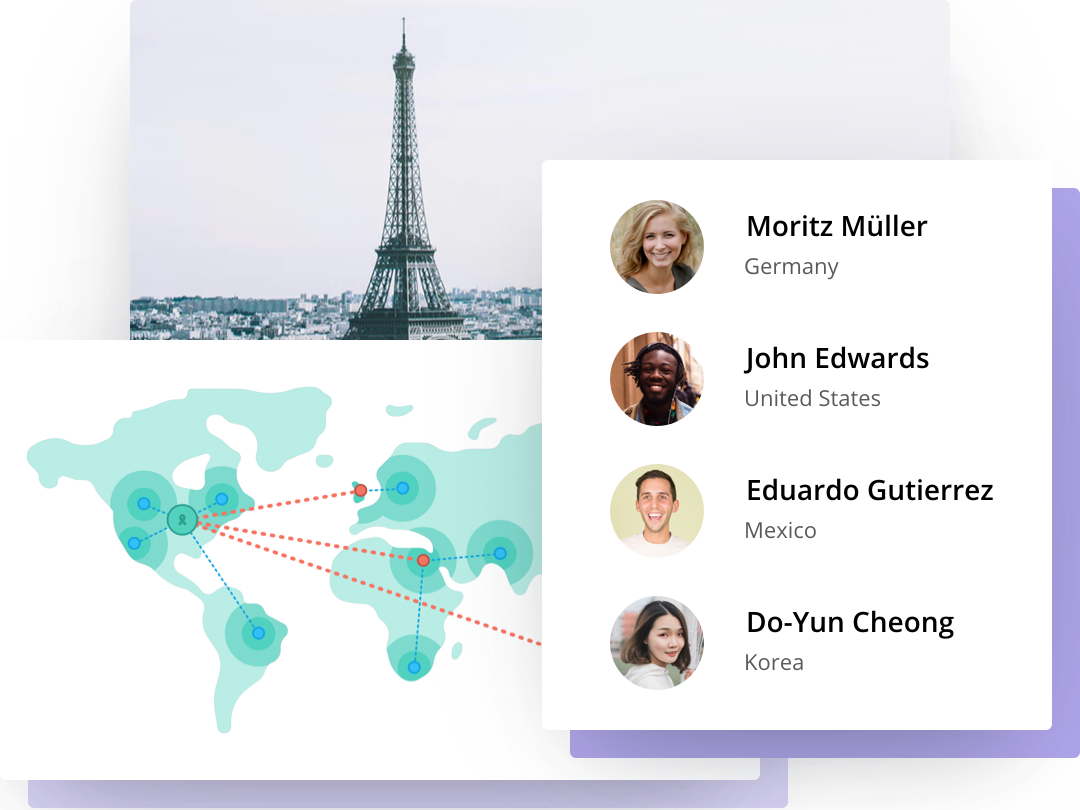 Map of the world showing possible international growth of fundraising efforts and possible donors and their respective countries