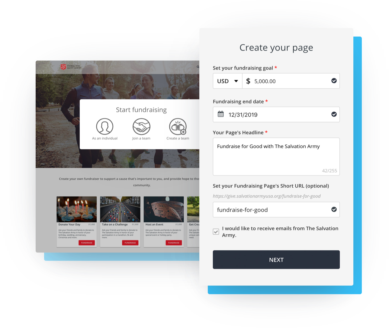 Ways donors can engage with your nonprofit, including using impact blocks to visualize the impact of their fundraising
