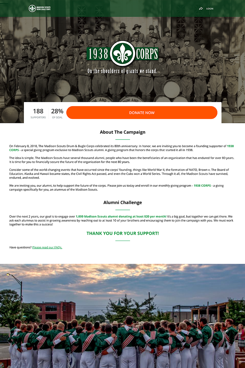 Forward Performing Arts’ 1938 Corps Alumni Campaigncampaign image